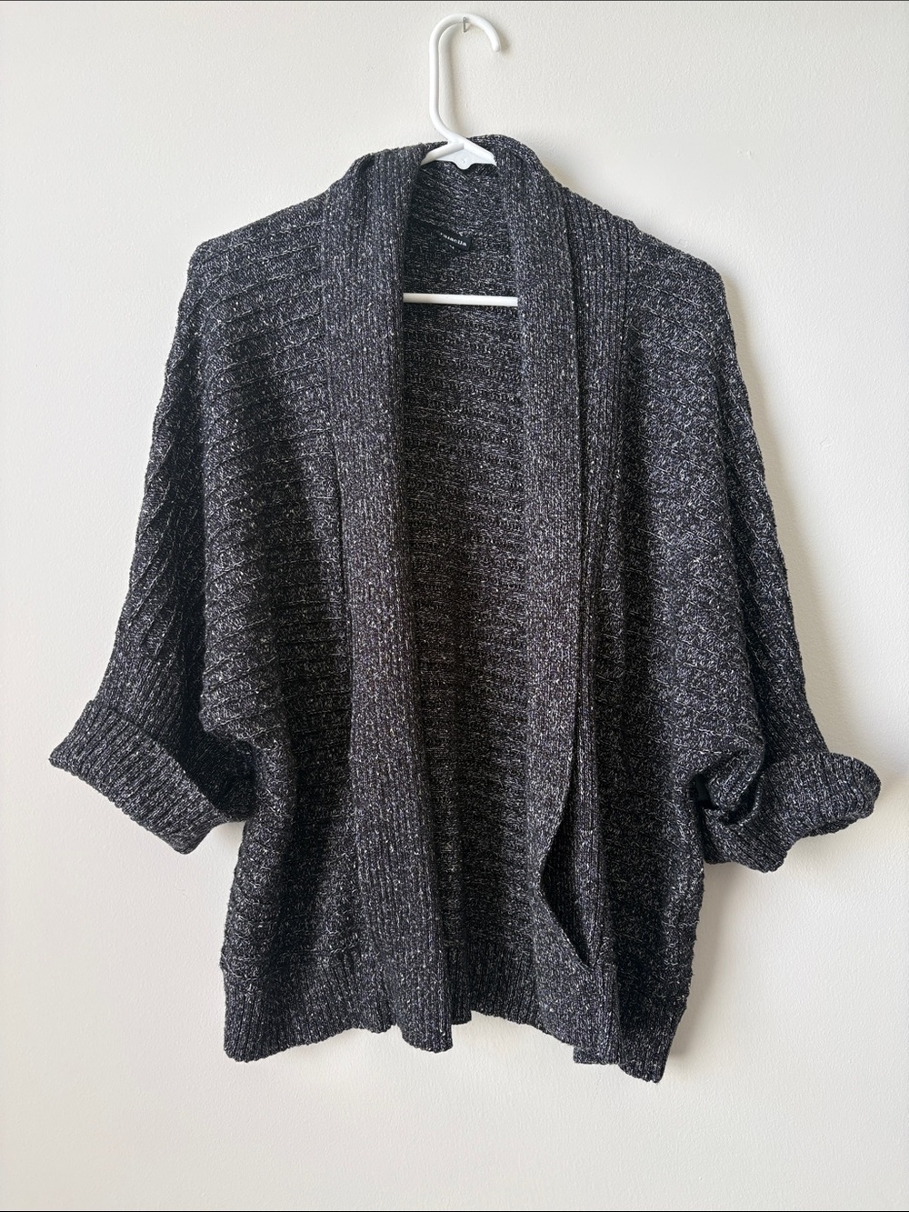 Open-Front Chunky Knit Cardigan - Charcoal